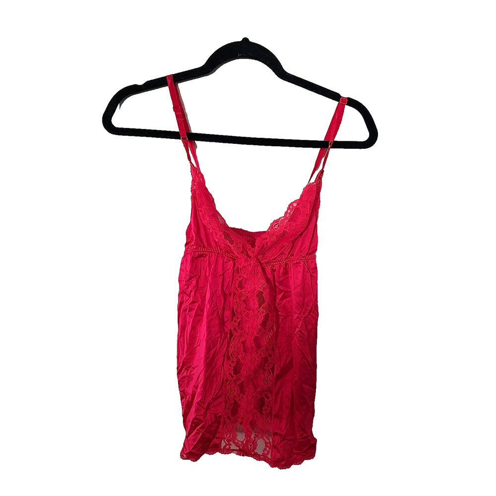 Gotham New York Pink Floral Lace Panel Nightie Lingerie Cami Top Woman Sz Medium